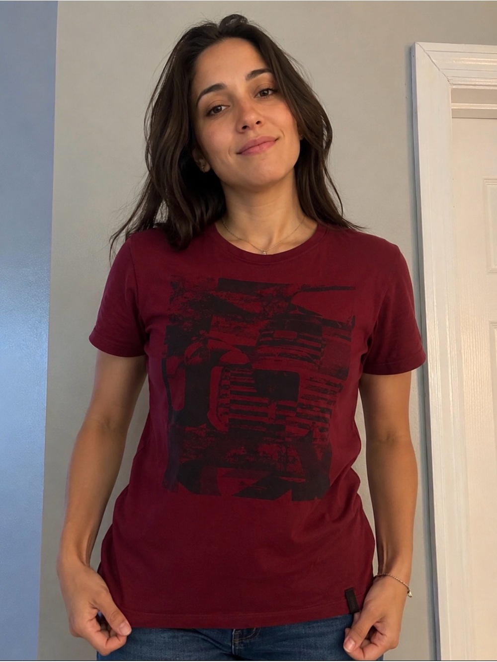 Mexx Metropolitan Burgundy Graphic T-Shirt XS Short Sleeve Crew Neck Casual Tee